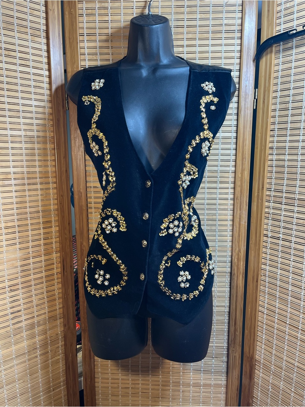 Vintage Jane Ashley Beaded Velvet Satin-Back Vest Size L Festival Boho Hippie’s